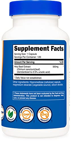 Foto 5 pulgar | Suplemento Nutricost Holy Basil 500 Mg 120 Cápsulas Vegetarianas - Venta Internacional.