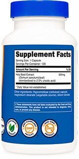 Foto 4 | Suplemento Nutricost Holy Basil 500 Mg 120 Cápsulas Vegetarianas - Venta Internacional.