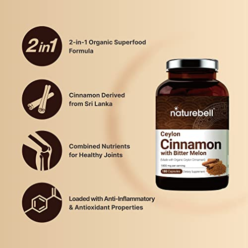Foto 4 pulgar | Suplemento Naturebell De Canela De Ceilán 1800 Mg 180 Cápsulas - Venta Internacional.