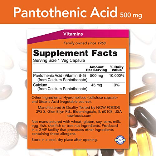 Foto 3 pulgar | Supplement Now Foods Ácido Pantoténico (vitamina B-5) 500 Mg 25 - Venta Internacional.