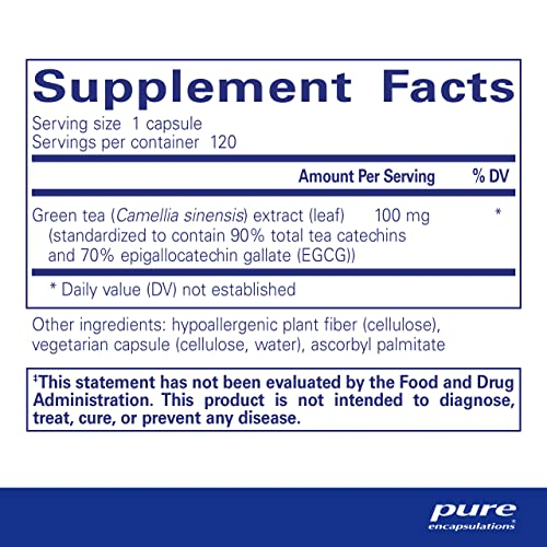 Foto 3 pulgar | Extracto De Té Verde Supplement Pure Encapsulations 120 Cápsulas - Venta Internacional.