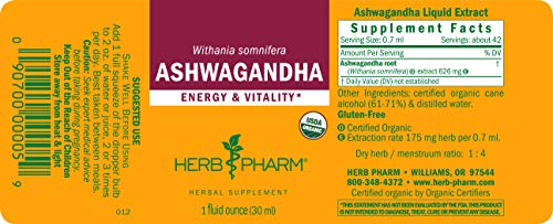 Foto 7 pulgar | Suplemento De Extracto De Ashwagandha Orgánico De Herb Pharm, 30 Ml - Venta Internacional.