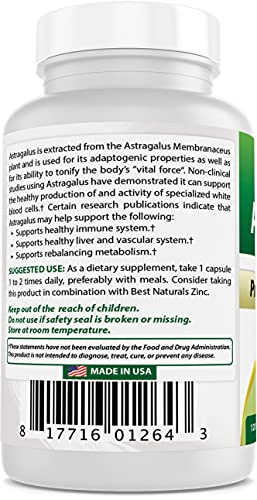 Foto 7 pulgar | Suplemento Best Naturals Astragalus, Cápsula De 1000 Mg, 120 Unidades - Venta Internacional.