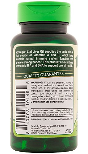 Foto 4 pulgar | Suplemento De Aceite De Hígado De Bacalao Noruego Nature's Truth, 100 Unidades - Venta Internacional.