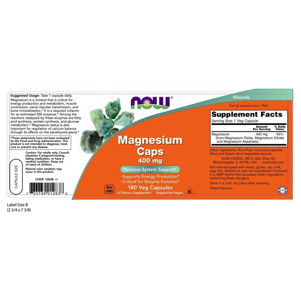 Foto 3 pulgar | Supplement Now Magnesio 400 Mg 180 Cápsulas Vegetarianas - Venta Internacional.