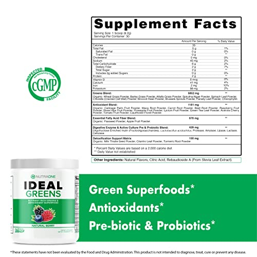 Foto 3 pulgar | Suplemento Nutraone Ideal Greens, Superalimento Antioxidante, 300 Ml - Venta Internacional.
