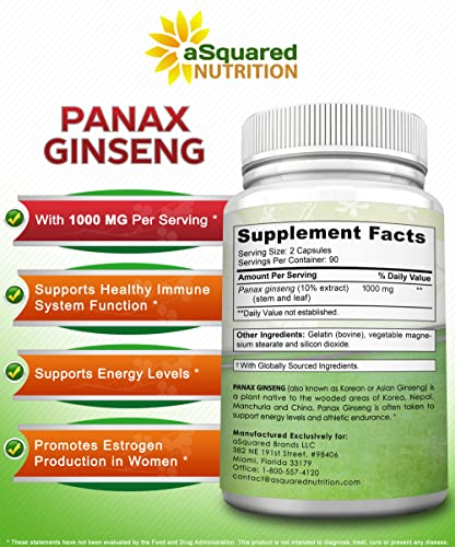 Foto 8 pulgar | Suplemento Asquared Nutrition Red Korean Panax Ginseng 1000 Mg - Venta Internacional.