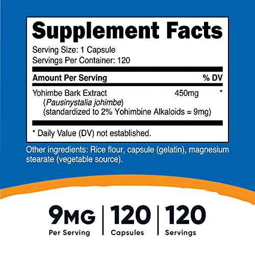 Foto 3 pulgar | Suplemento Nutricost Extracto De Corteza De Yohimbe 450 Mg 120 Cápsulas - Venta Internacional.