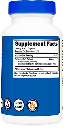 Foto 6 pulgar | Suplemento Nutricost Extracto De Corteza De Yohimbe 450 Mg 120 Cápsulas - Venta Internacional.