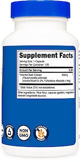 Foto 5 | Suplemento Nutricost Extracto De Corteza De Yohimbe 450 Mg 120 Cápsulas - Venta Internacional.