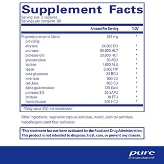 Foto 2 | Suplemento Pure Encapsulations Digestive Enzymes Ultra 180 C - Venta Internacional.