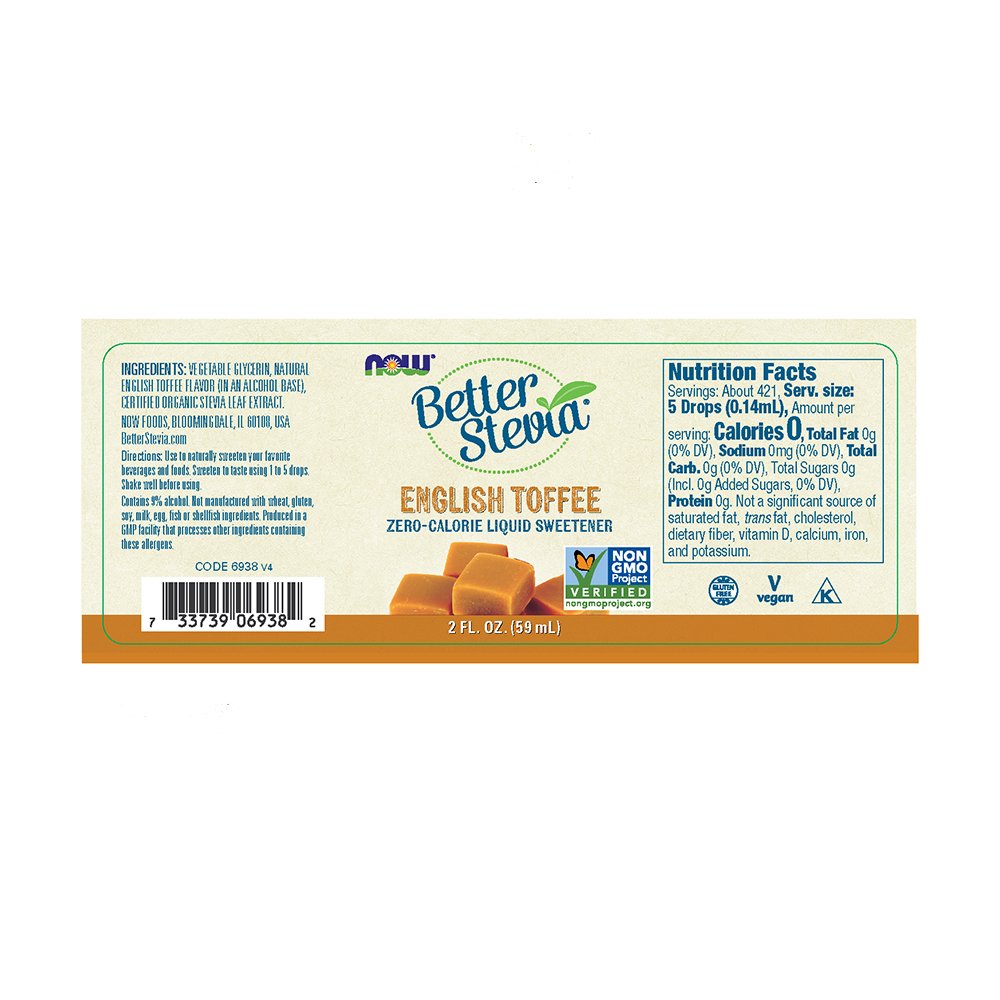 Foto 3 pulgar | Caramelo Inglés Líquido De Stevia Now Foods, 60 Ml, Cero Calorías - Venta Internacional.