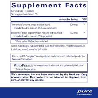 Foto 2 | Suplemento Pure Encapsulations Curcumin 500 Con Bioperine 60 - Venta Internacional.