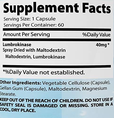 Foto 5 pulgar | Suplemento Absonutrix Lumbrokinase 40 Mg 60 Cápsulas - Venta Internacional.
