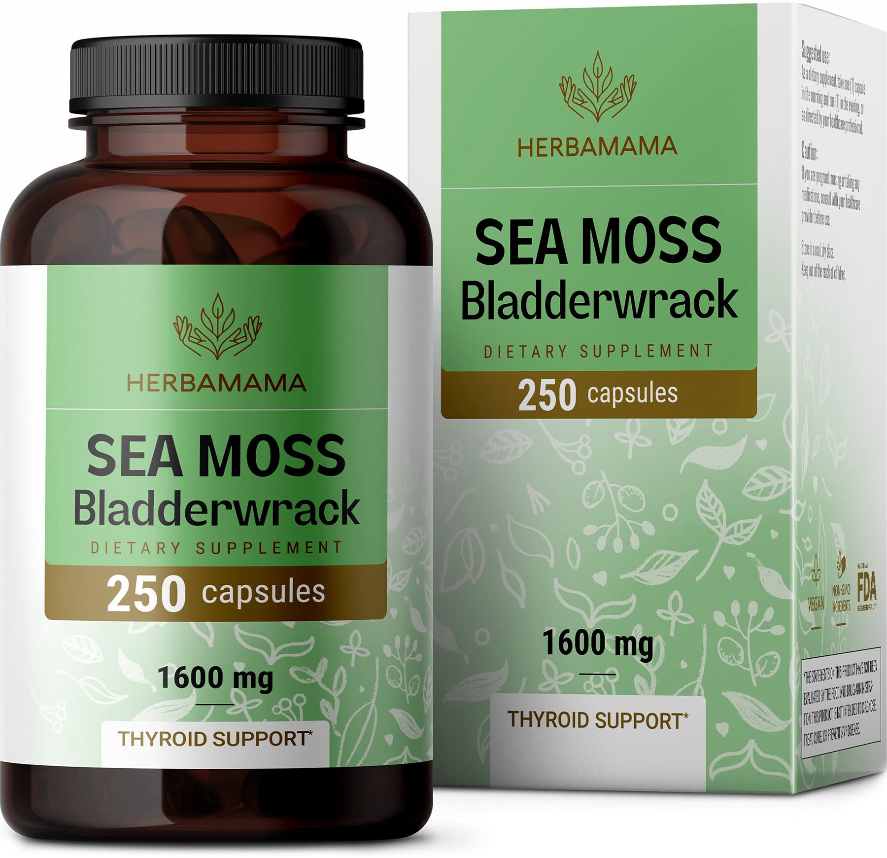 Foto 2 pulgar | Suplemento Herbamama Sea Moss Bladderwrack, Cápsulas De 250 Unidades - Venta Internacional.