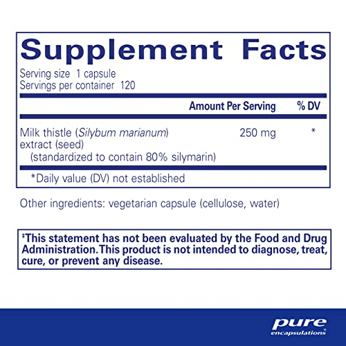 Foto 3 pulgar | Supplement Pure Encapsulations Silymarin Milk Thistle 120 Ca - Venta Internacional.