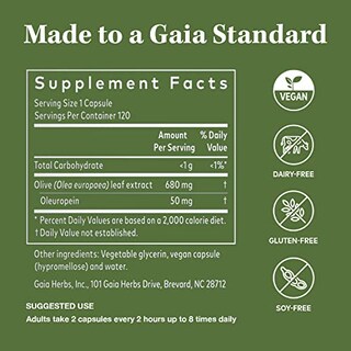 Foto 7 | Suplemento Gaia Herbs Olive Leaf 680 Mg Vegano 120 Cápsulas - Venta Internacional.