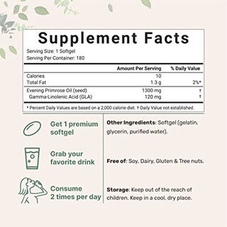 Foto 2 | Suplemento De Microingredientes: Aceite De Onagra 1300 Mg - Venta Internacional.