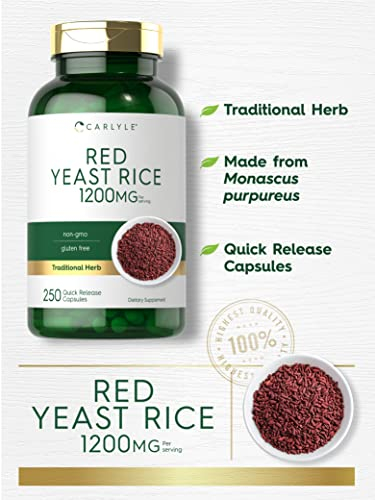 Foto 4 pulgar | Suplemento De Arroz De Levadura Roja Carlyle 1200 Mg 250 Cápsulas - Venta Internacional.