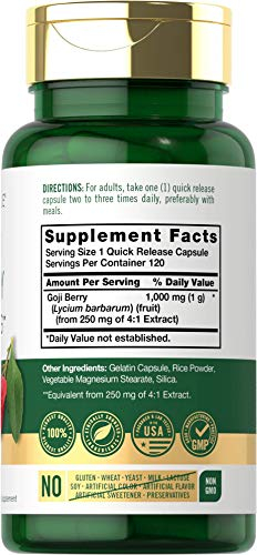 Foto 3 pulgar | Suplemento Carlyle Goji Berry 1000 Mg 120 Cápsulas - Venta Internacional.