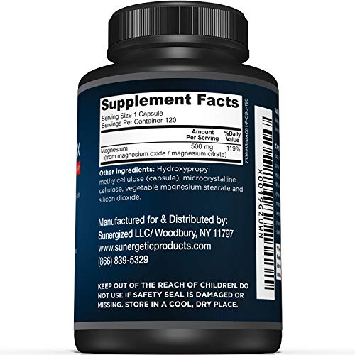 Foto 3 pulgar | Suplemento Sunergetic Premium Citrato De Magnesio 500 Mg - Venta Internacional.