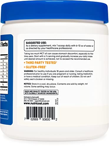 Foto 4 pulgar | Aceite Mct En Polvo Nutricost Premium 227 G, Cetocetosis Cetogénico - Venta Internacional.