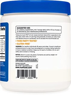 Foto 3 | Aceite Mct En Polvo Nutricost Premium 227 G, Cetocetosis Cetogénico - Venta Internacional.