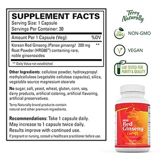 Foto 6 | Suplemento Terry Naturally Hrg80 Red Ginseng Energy 30 Cápsulas - Venta Internacional.