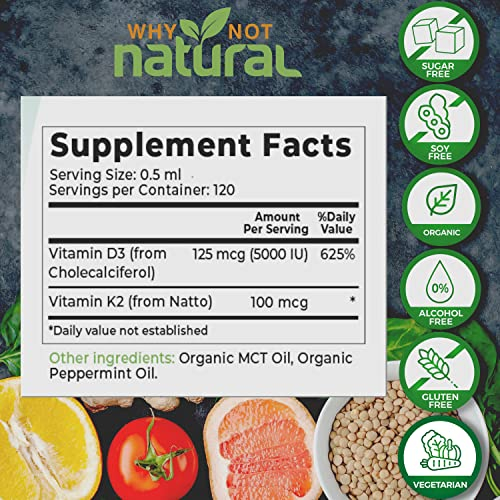 Foto 3 pulgar | Complemente, Por Qué No, Vitamina D3 K2 Orgánica Natural, 5000 Ui - Venta Internacional.
