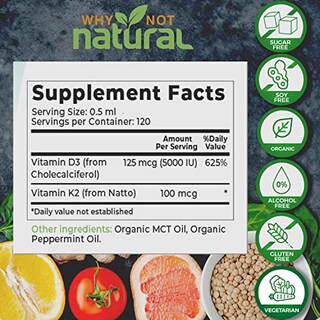 Foto 2 | Complemente, Por Qué No, Vitamina D3 K2 Orgánica Natural, 5000 Ui - Venta Internacional.