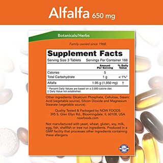 Foto 2 | Suplemento Now Alfalfa 650 mg Fuente de Vitamina K 500 Comprimidos - Venta Internacional