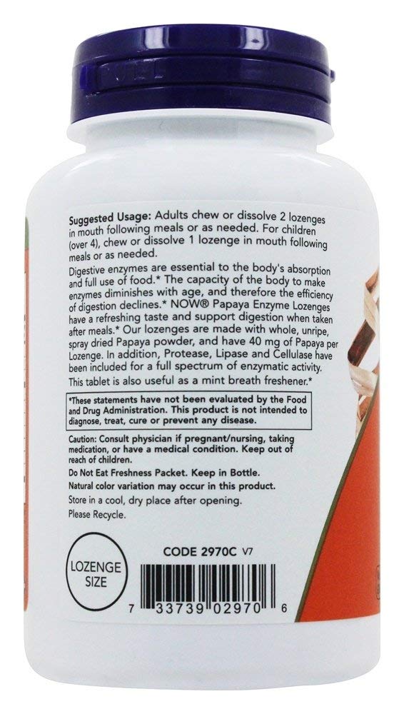 Foto 3 pulgar | 180 Pastillas para Chupar con Enzimas de Papaya Supplement Now Foods - Venta Internacional