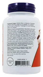 Foto 2 | 180 Pastillas para Chupar con Enzimas de Papaya Supplement Now Foods - Venta Internacional