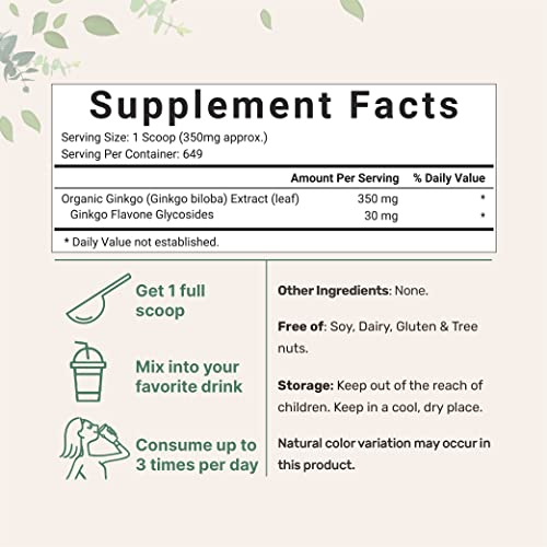 Foto 3 pulgar | Polvo de Ginkgo Biloba Orgánico en Microingredientes  240 ml - Venta Internacional