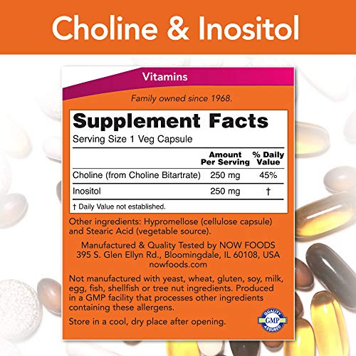 Foto 3 pulgar | Supplement Now Foods, Colina E Inositol 500 Mg, 100 Cápsulas - Venta Internacional