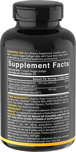 Foto 3 pulgar | Suplemento Sports Research con Vitamina D3 5000 Ui + K2 100 Mcg 60 Capsulas - Venta Internacional