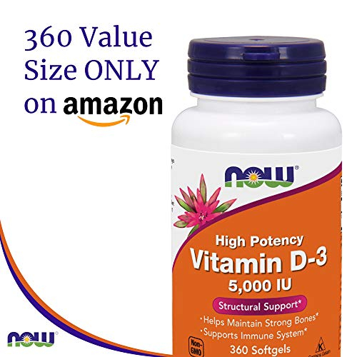 Foto 4 pulgar | Suplemento Now Foods Vitamina D3 5000 UI 360 Cápsulas Blandas - Venta Internacional