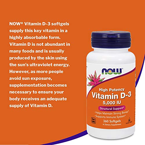 Foto 5 pulgar | Suplemento Now Foods Vitamina D3 5000 UI 360 Cápsulas Blandas - Venta Internacional