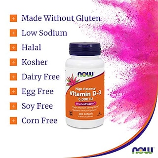 Foto 7 | Suplemento Now Foods Vitamina D3 5000 UI 360 Cápsulas Blandas - Venta Internacional
