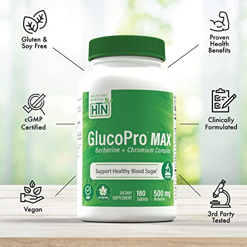 Foto 4 pulgar | Suplemento Health Thru Nutrition Glucopro Max 180 Comprimidos - Venta Internacional