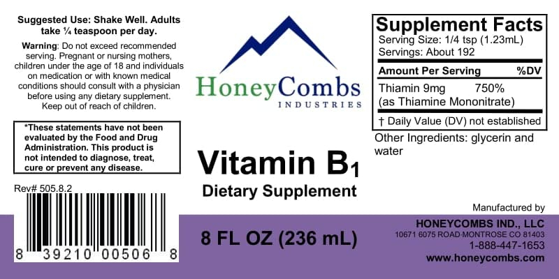 Foto 3 pulgar | Gotas De Vitamina B1 (tiamina) en Forma fe Panales de Abeja 240 ml Veganas Sin OGM - Venta Internacional