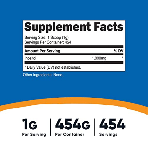 Foto 3 pulgar | Inositol en Polvo Nutricost sin Gluten y sin OGM 454 g - Venta Internacional