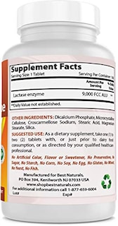 Foto 5 | Tabletas para Aliviar la Intolerancia a la Lactosa Best Naturals 180 Tabletas - Venta Internacional