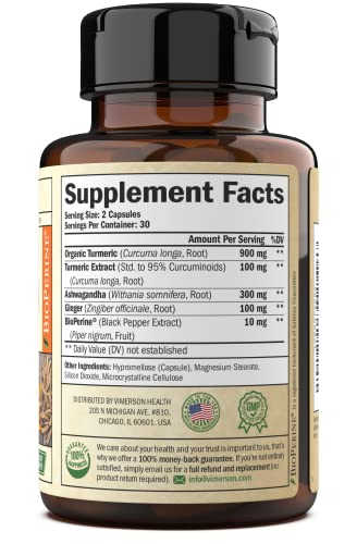 Foto 4 pulgar | Suplemento Vimerson Health: cúrcuma, curcumina y ashwagandha - Venta Internacional