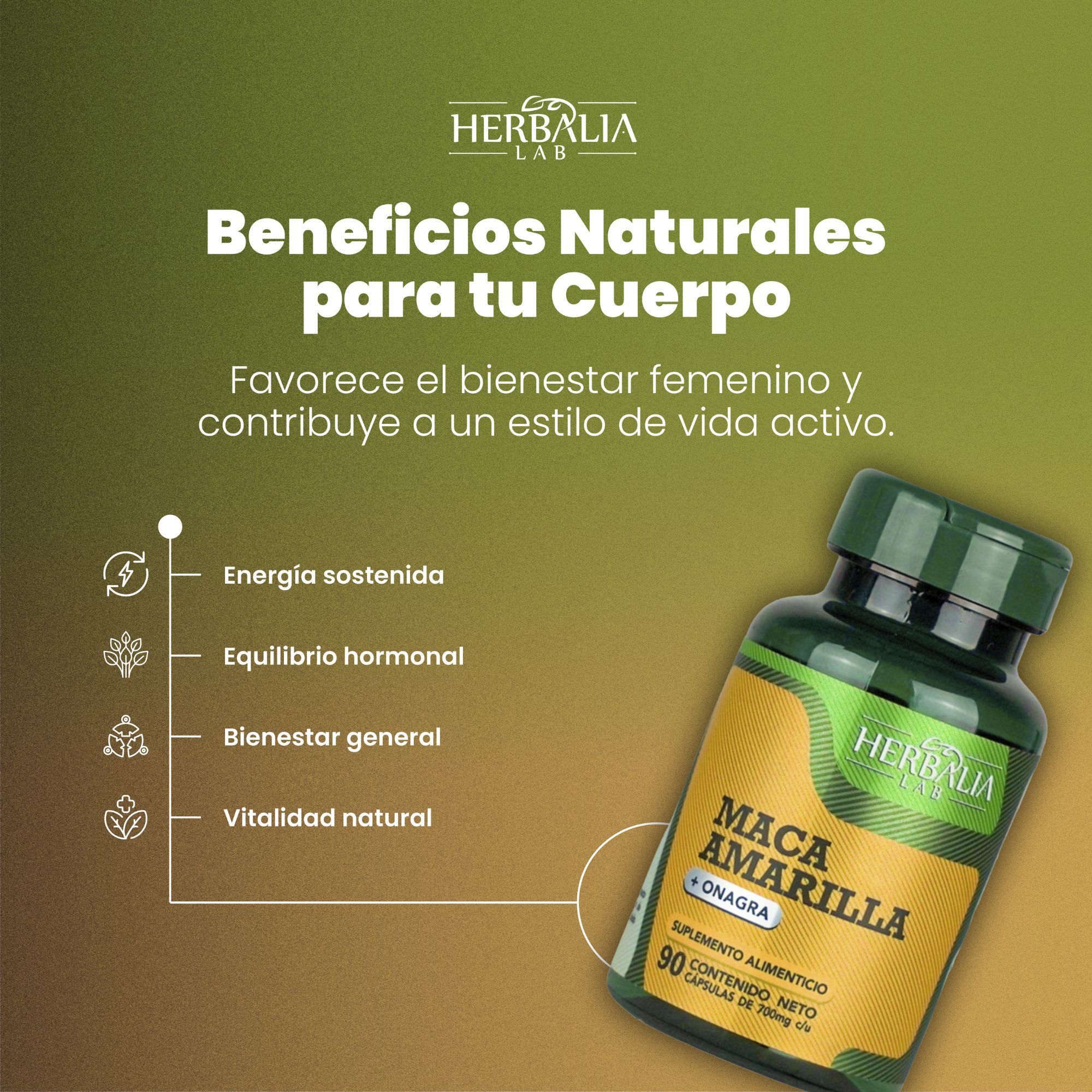 Foto 5 | Suplemento Alimenticio Maca Amarilla y Onagra de Herbalia Lab