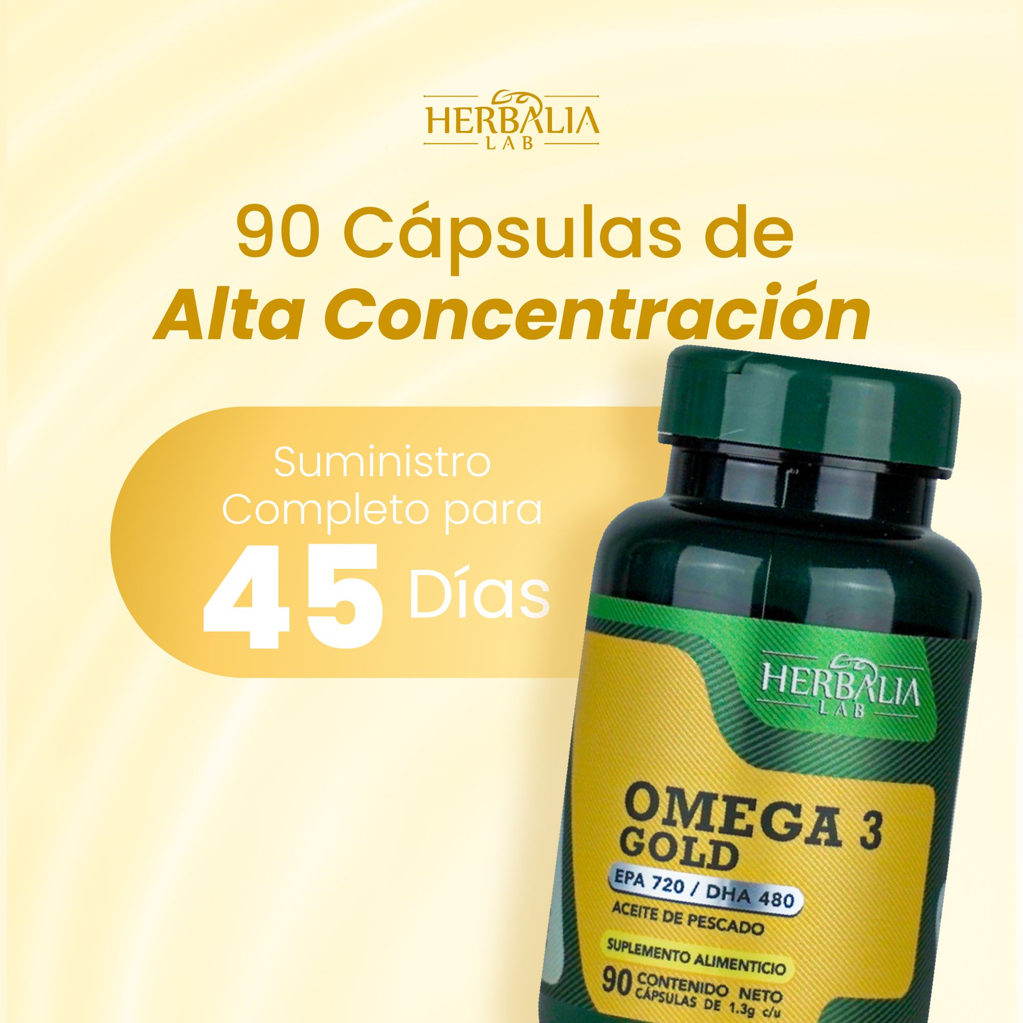 Foto 5 pulgar | Omega 3 Gold de Alta Potencia EPA 180 DHA 120 de Herbalia Lab