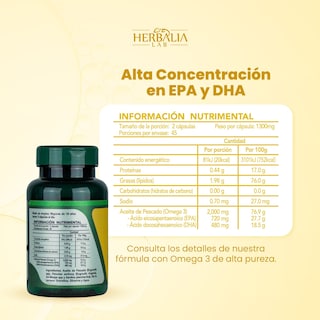 Foto 5 | Omega 3 Gold de Alta Potencia EPA 180 DHA 120 de Herbalia Lab