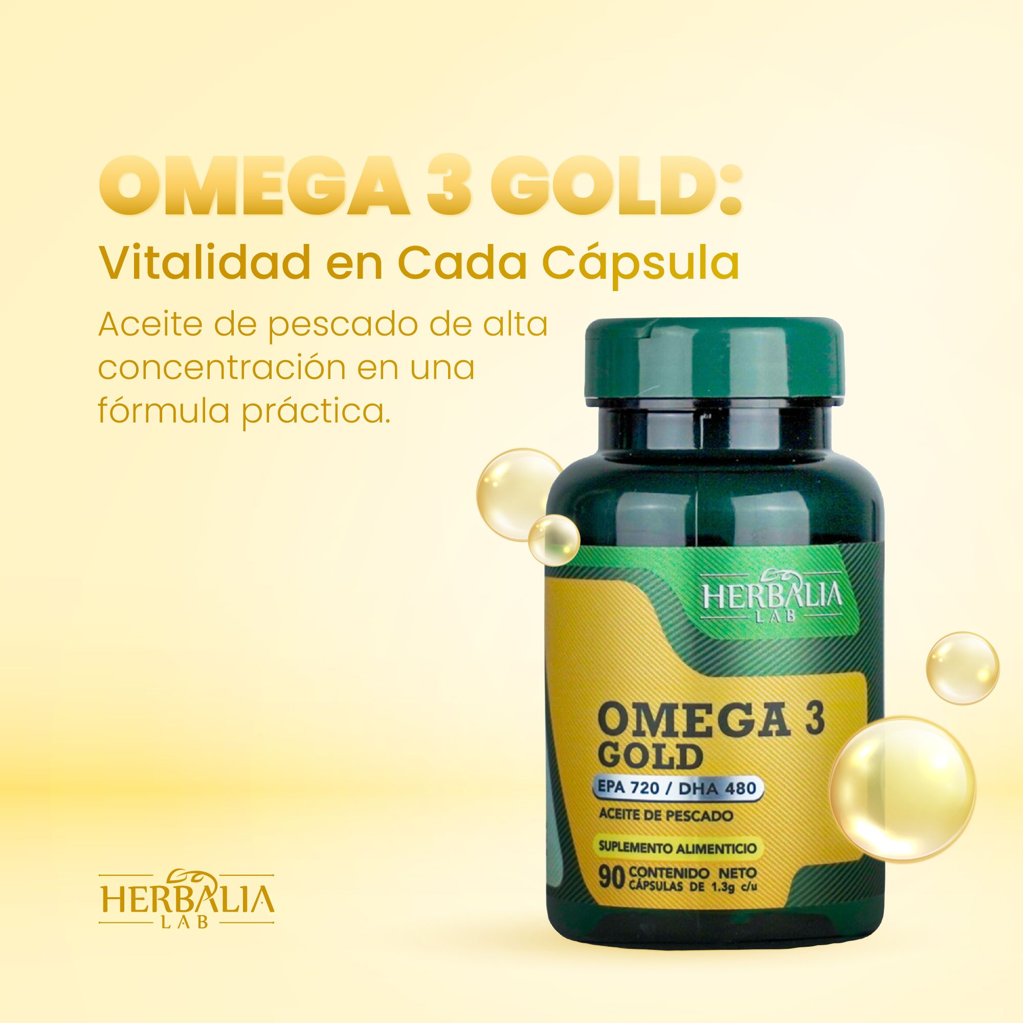 Foto 8 pulgar | Omega 3 Gold de Alta Potencia EPA 180 DHA 120 de Herbalia Lab