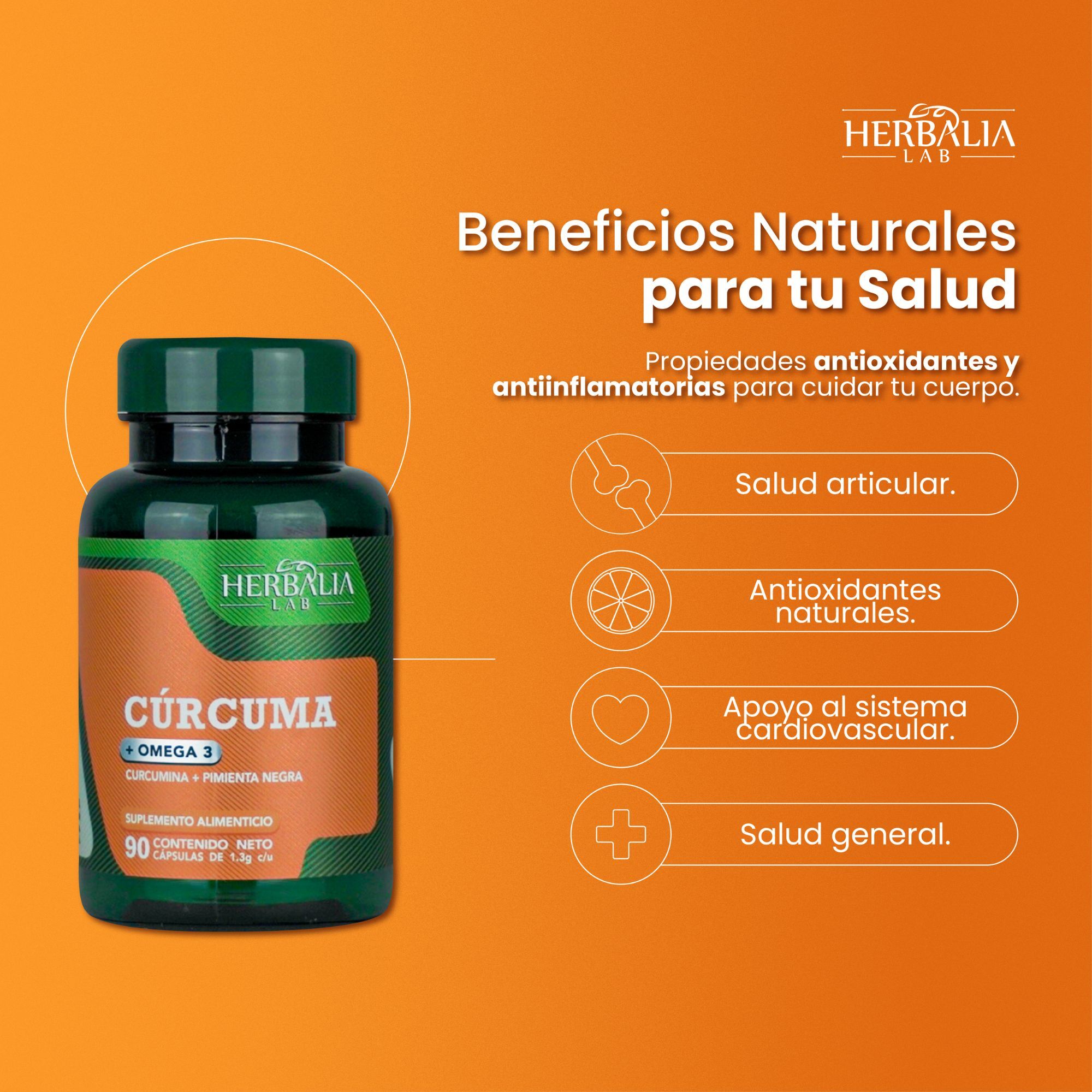 Foto 7 pulgar | Curcumina Potenciada con Pimienta Negra y Omega 3 Herbalia Lab