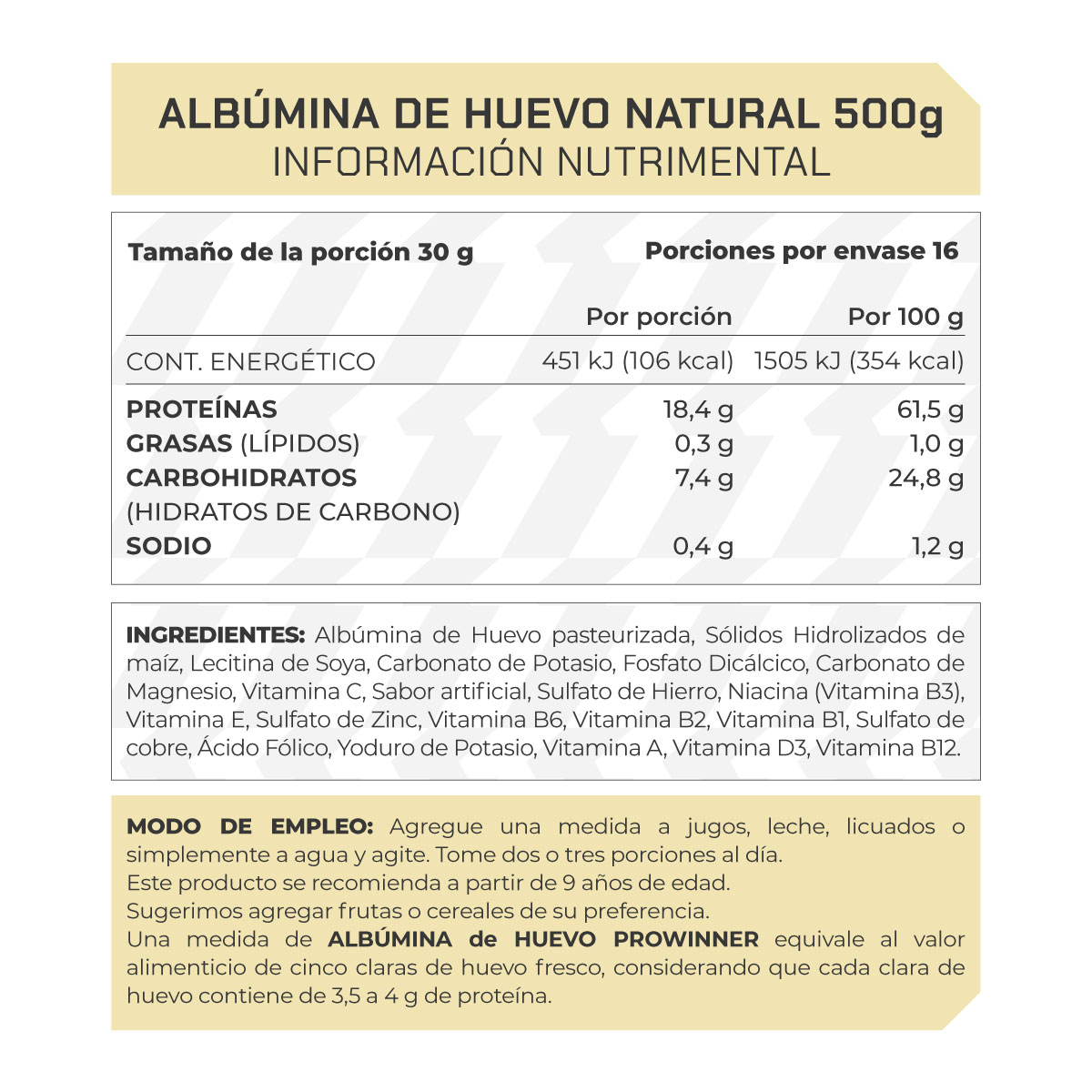 Foto 5 pulgar | Suplemento Suero De Leche Prowinner Sabor Natural 500 Gramos